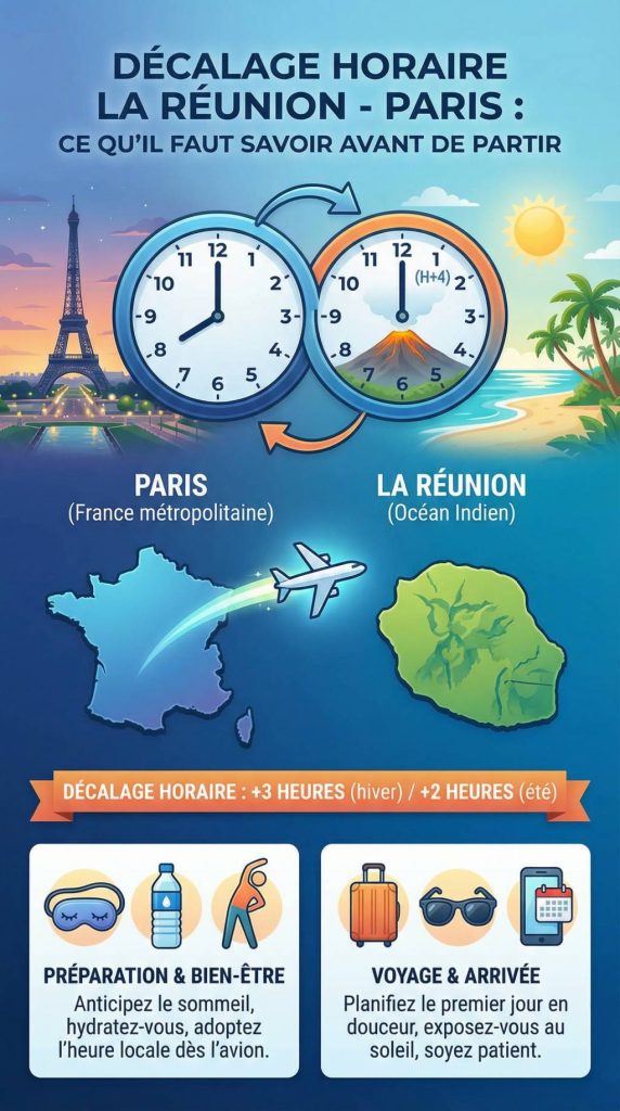 Décalage horaire la Réunion Paris : ce qu’il faut savoir avant de partir
