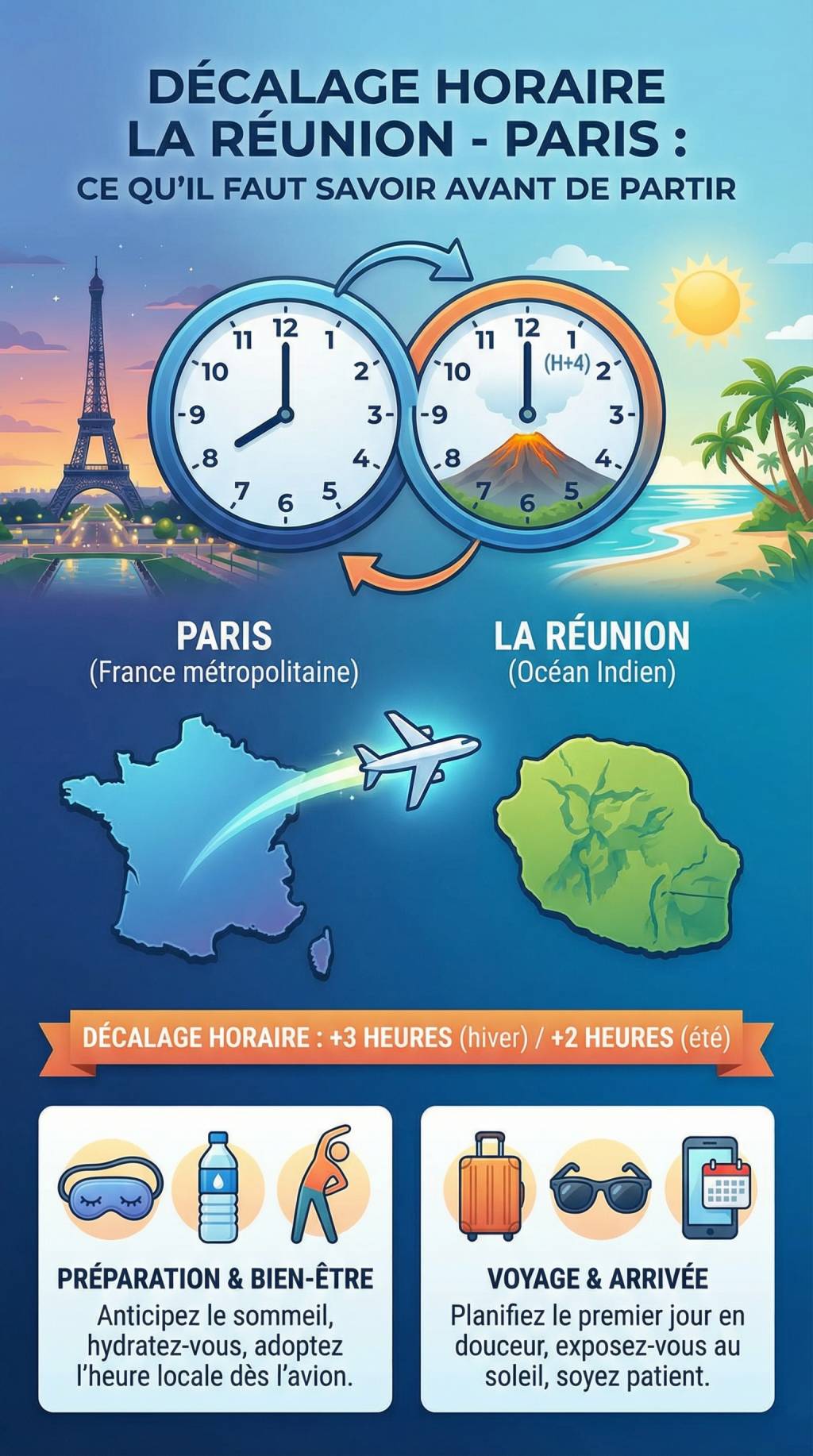 Décalage horaire la Réunion Paris : ce qu’il faut savoir avant de partir